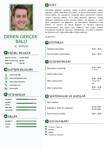 İç Mimar Cv Örnekleri cv indir